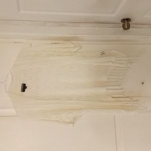 Investments white crochet kimono size S